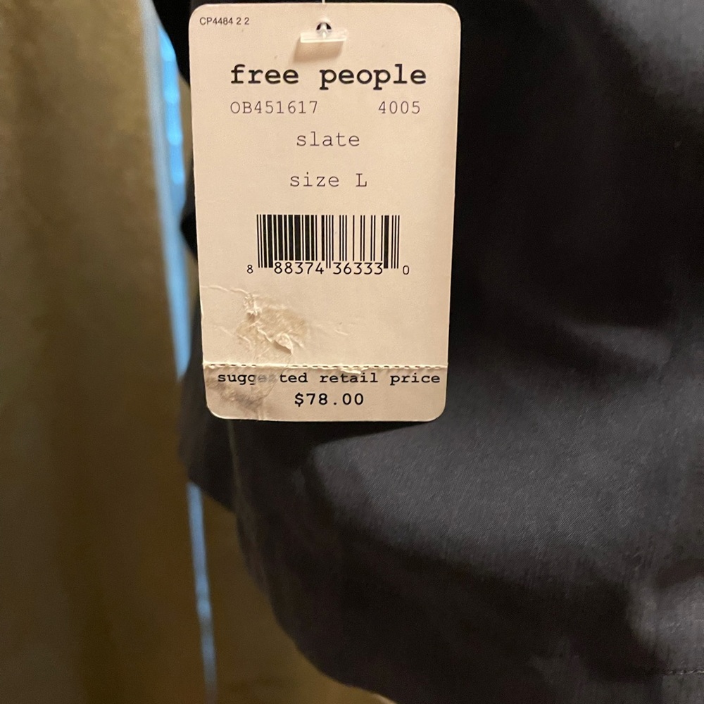 Free People Sleeveless V-Neck Satin Tank in Charcoal - Picture 4 of 4